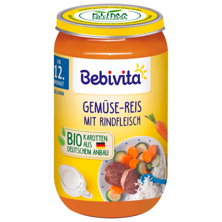 Bebivita Bio Gemüse-Reis mit Rindfleisch 250g